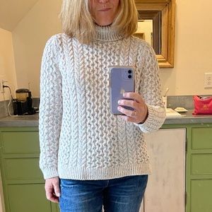 LandsEnd Faux Irish Knit Turtleneck Sweater